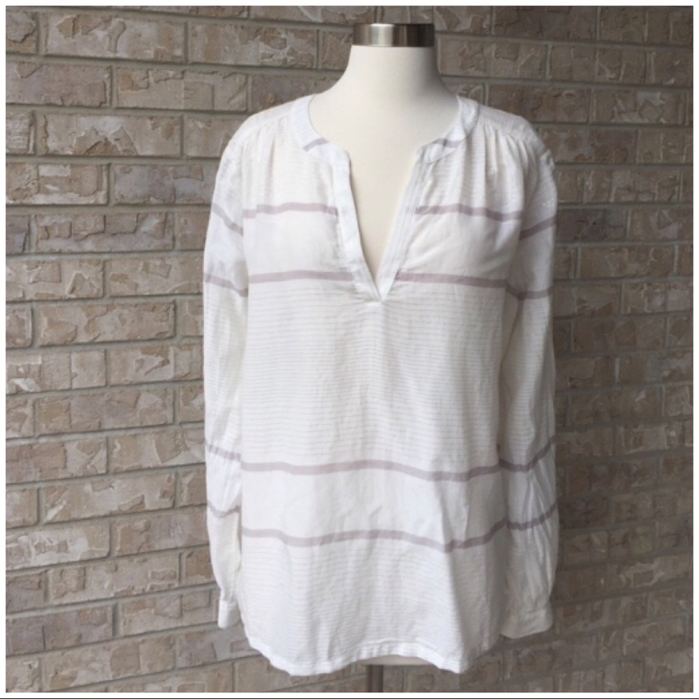 Ann Taylor Loft Light Gold Metallic Strips Tunic Size M🌸